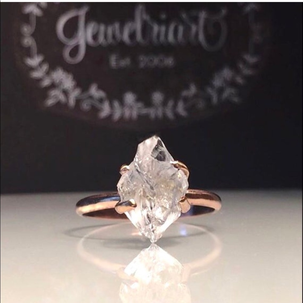 Artisan Rose Gold Herkimer Diamond Ring